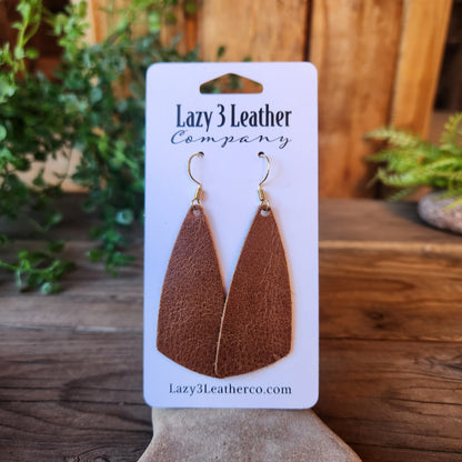 Tapered Drop Leather Earrings - Lazy 3 Leather Company