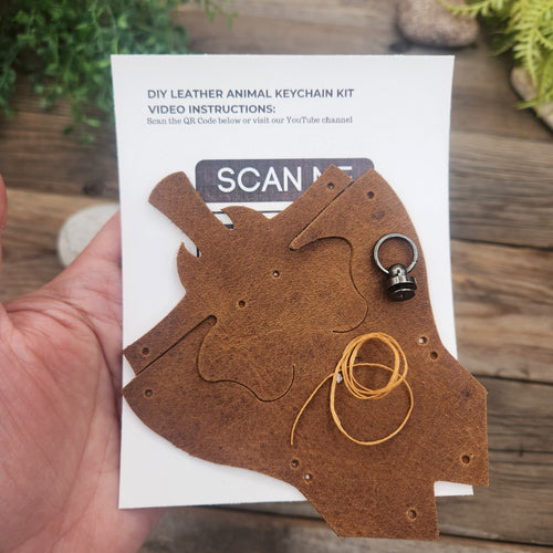Leather Brown Bear Keychain Making Kit | Cute DIY Keychain Kits C