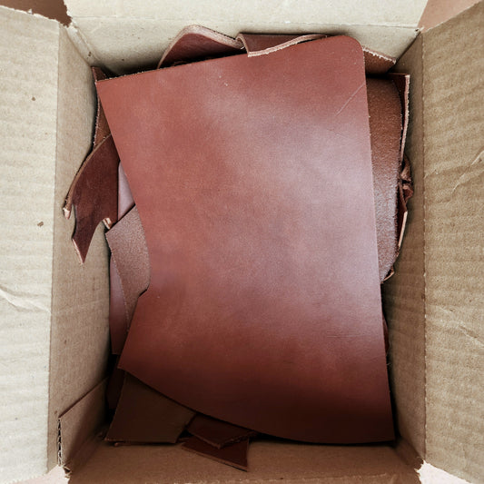 Scrap Leather Box – Brown Wickett & Craig English Bridle Remnants (3-4 lbs)