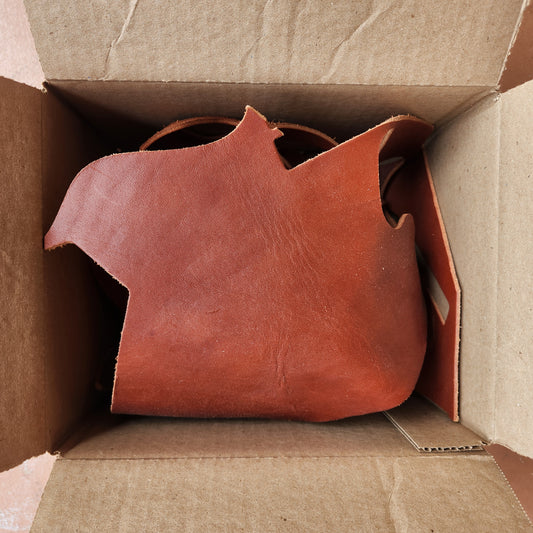 Scrap Leather Box – Chestnut Wickett & Craig English Bridle Remnants (3-4 lbs)