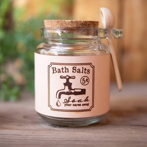 Bath Salts Leather Wrapped Jar - Lazy 3 Leather Company