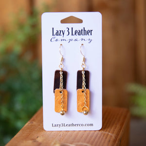 Double Rectangle Dangle Earring - Lazy 3 Leather Company