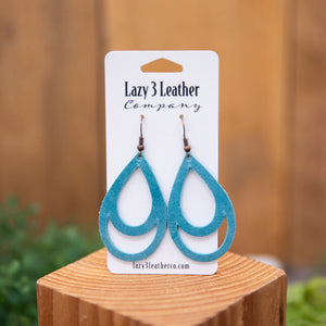 Double Hoop Leather Earrings - Lazy 3 Leather Company
