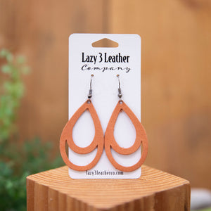 Double Hoop Leather Earrings - Lazy 3 Leather Company