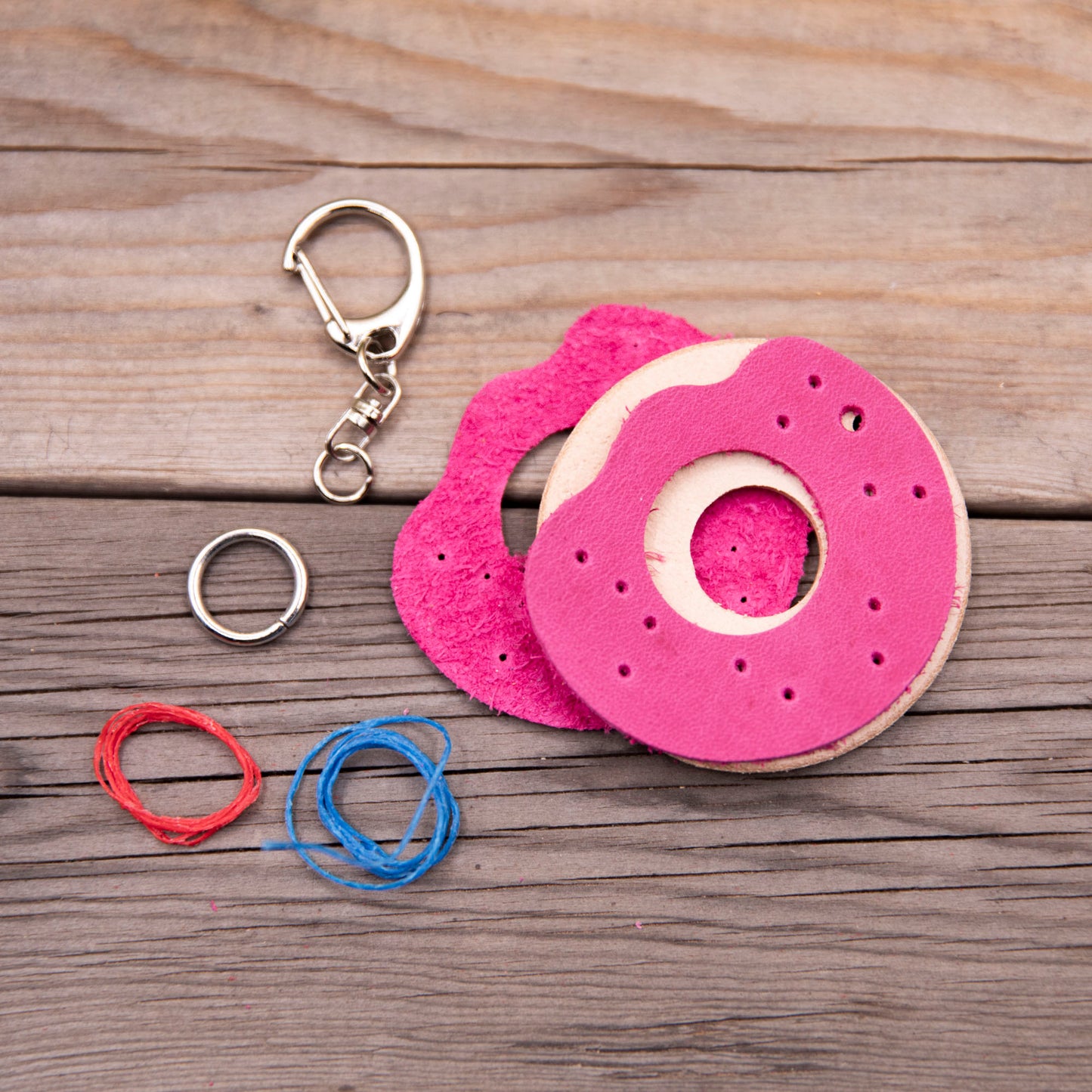 Leather Donut Keychain DIY Craft Kit - Lazy 3 Leather Company