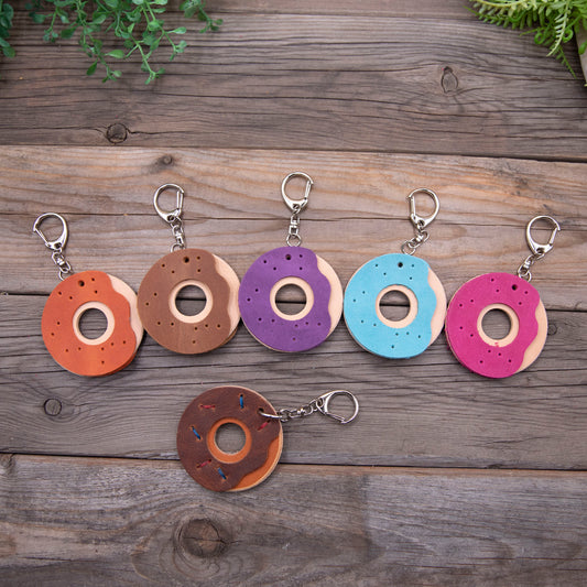 Leather Donut Keychain DIY Craft Kit - Lazy 3 Leather Company