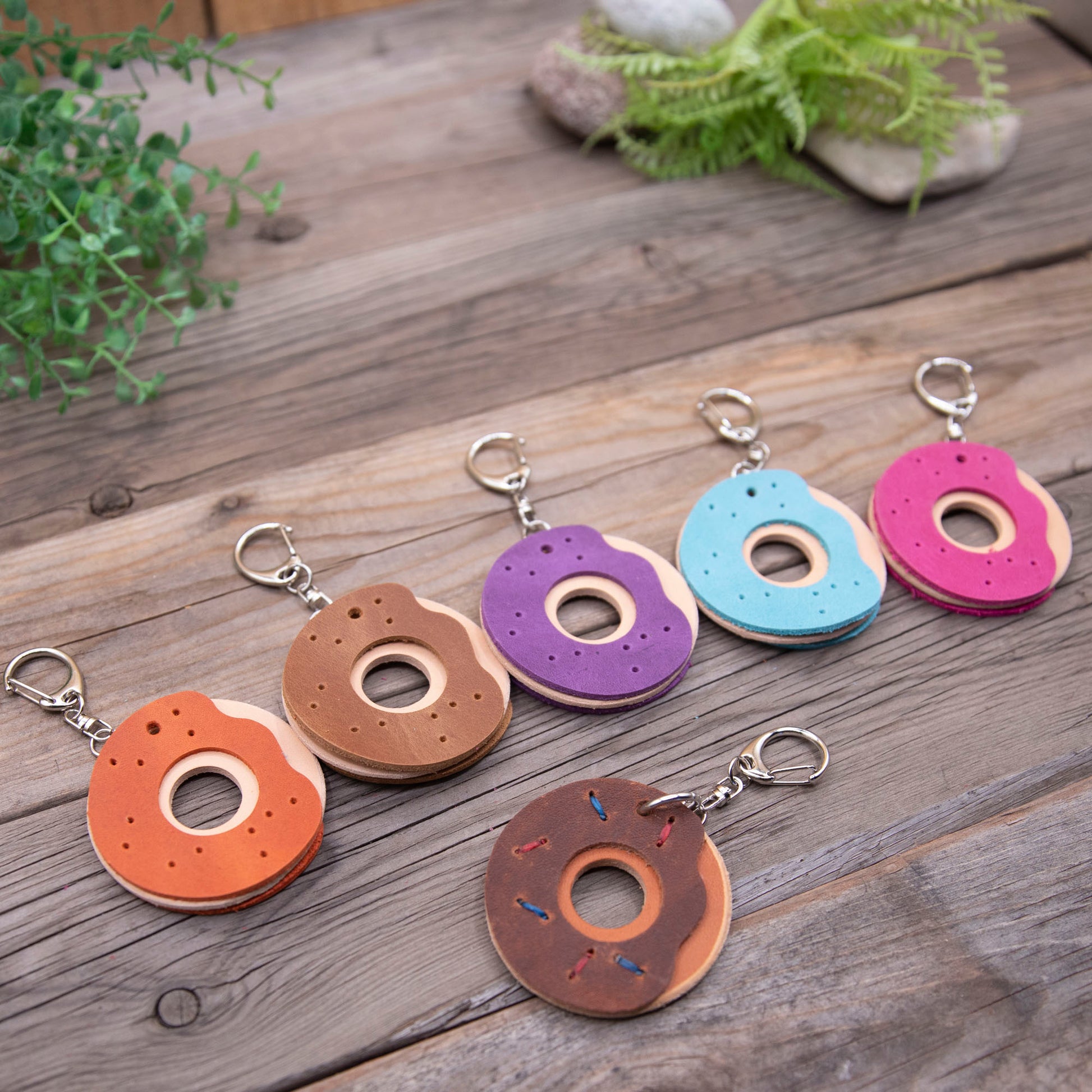 Leather Donut Keychain DIY Craft Kit - Lazy 3 Leather Company