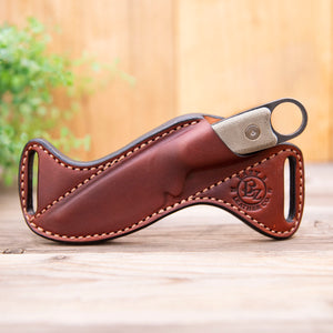 Esee Izula Leather belt loop sheath made using Chestnut English Bridle Leather, sheath only. Made by Lazy 3 Leather Co.