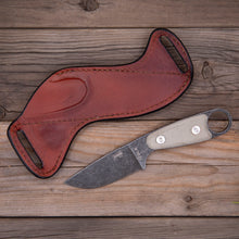 Load image into Gallery viewer, Esee Izula Leather belt loop sheath made using Chestnut English Bridle Leather, sheath only. Made by Lazy 3 Leather Co.
