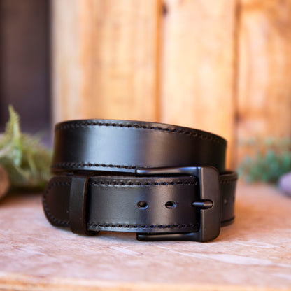 Custom Full-Grain Leather Belt – Blackout