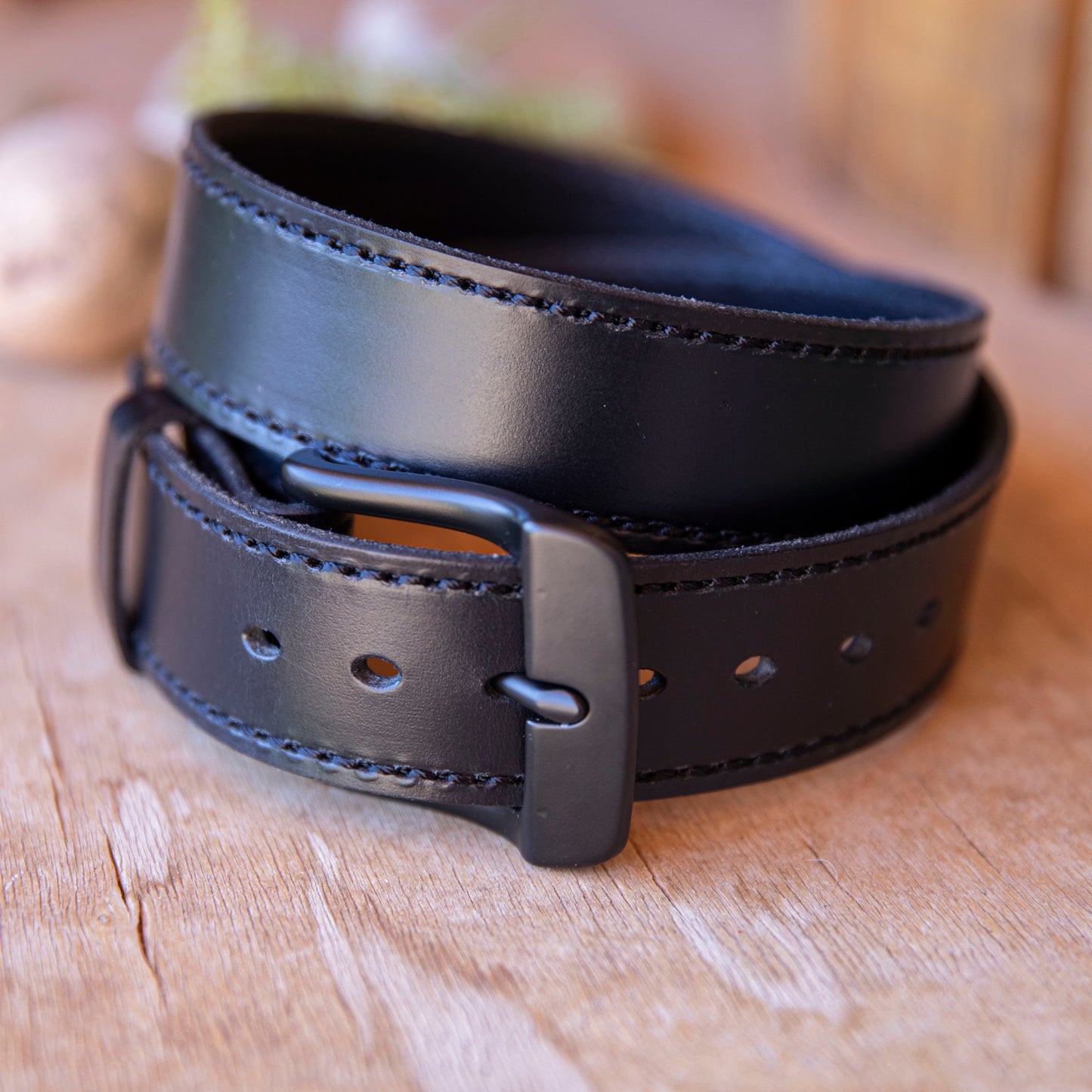 Custom Full-Grain Leather Belt – Blackout