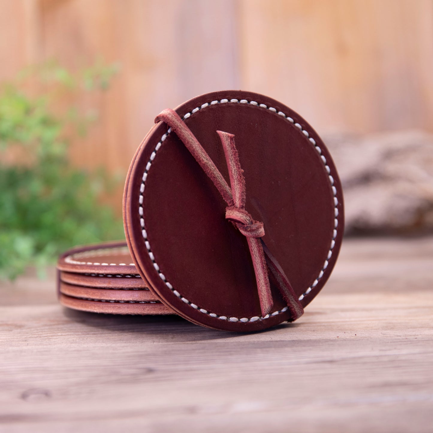 Round Latigo Leather Coasters