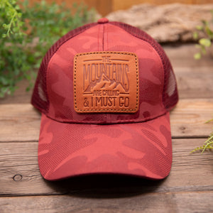 Mountains are Calling Leather Patch Hat