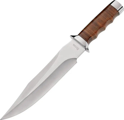Giant Bowie Knife with Brown Leather Vertical Carry Sheath