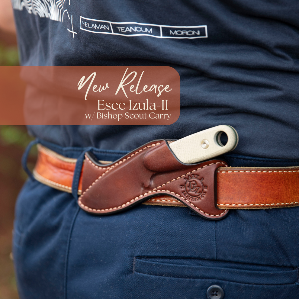 Left Handed Esee Izula II Knife & Custom Leather Sheath Set – Lazy 3 ...