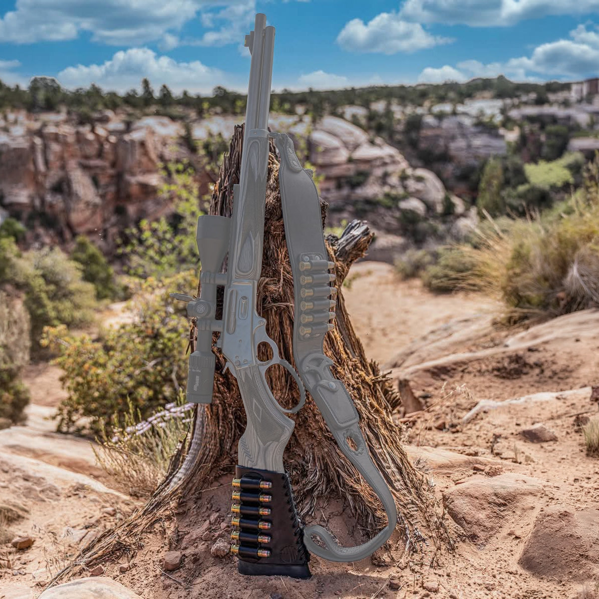 Marlin 45-70 Leather Bandolier Sling & Butt Stock Cartridge Holder