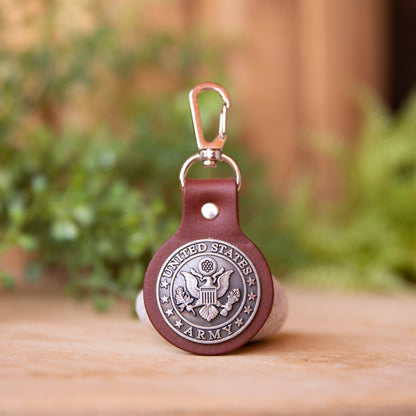 Military Emblem Hook Keyfob - Lazy 3 Leather Company