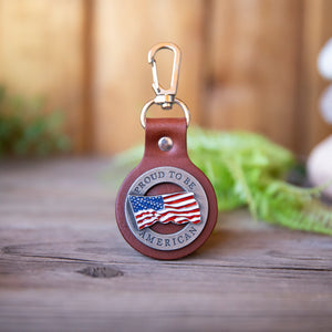 Proud to Be American Hook Keyfob - Lazy 3 Leather Company