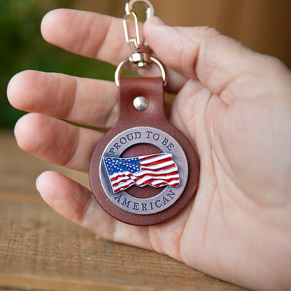 Proud to Be American Hook Keyfob - Lazy 3 Leather Company