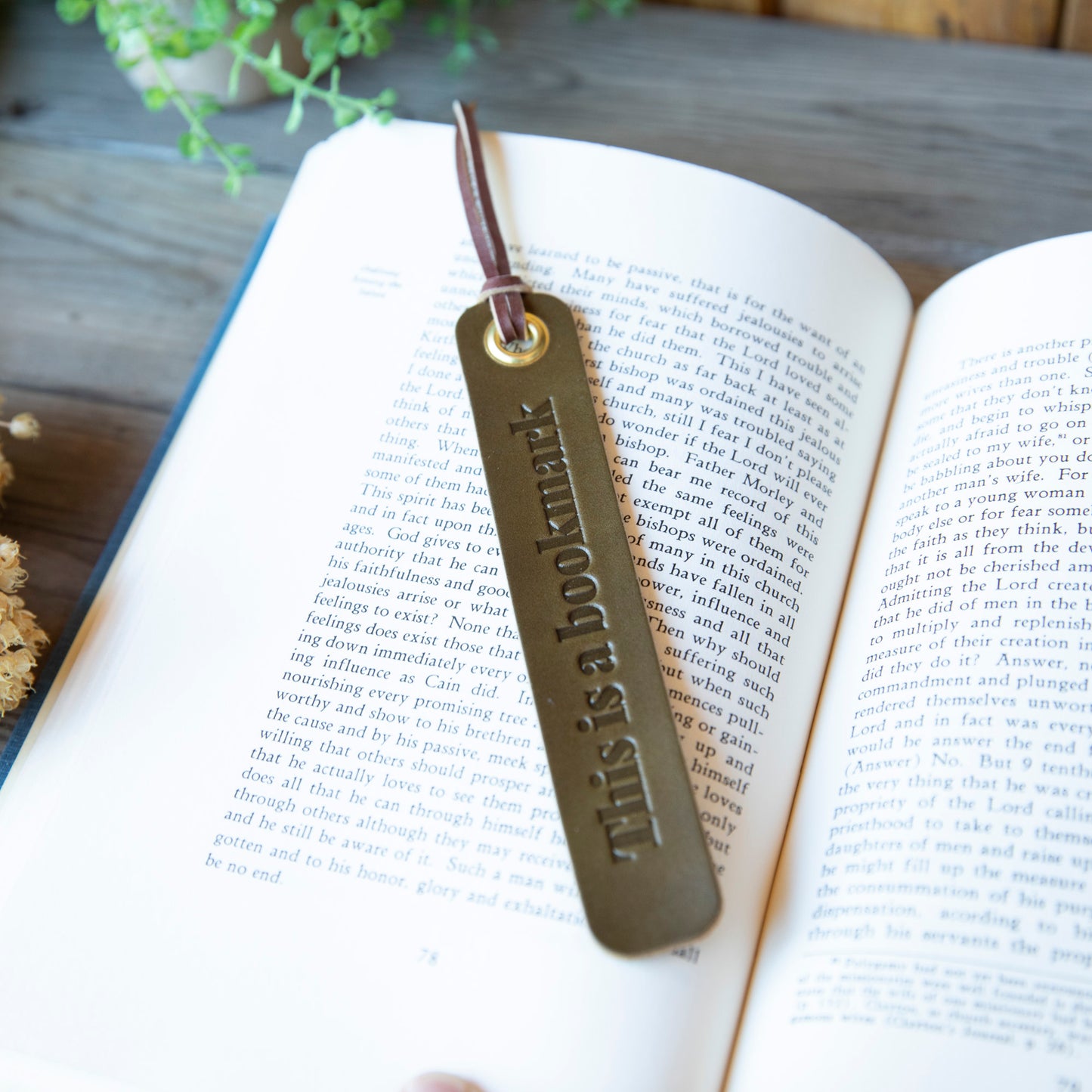 This is a Bookmark - Lazy 3 Leather Company