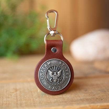 Military Emblem Hook Keyfob - Lazy 3 Leather Company