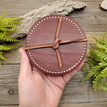 Round Latigo Leather Coasters