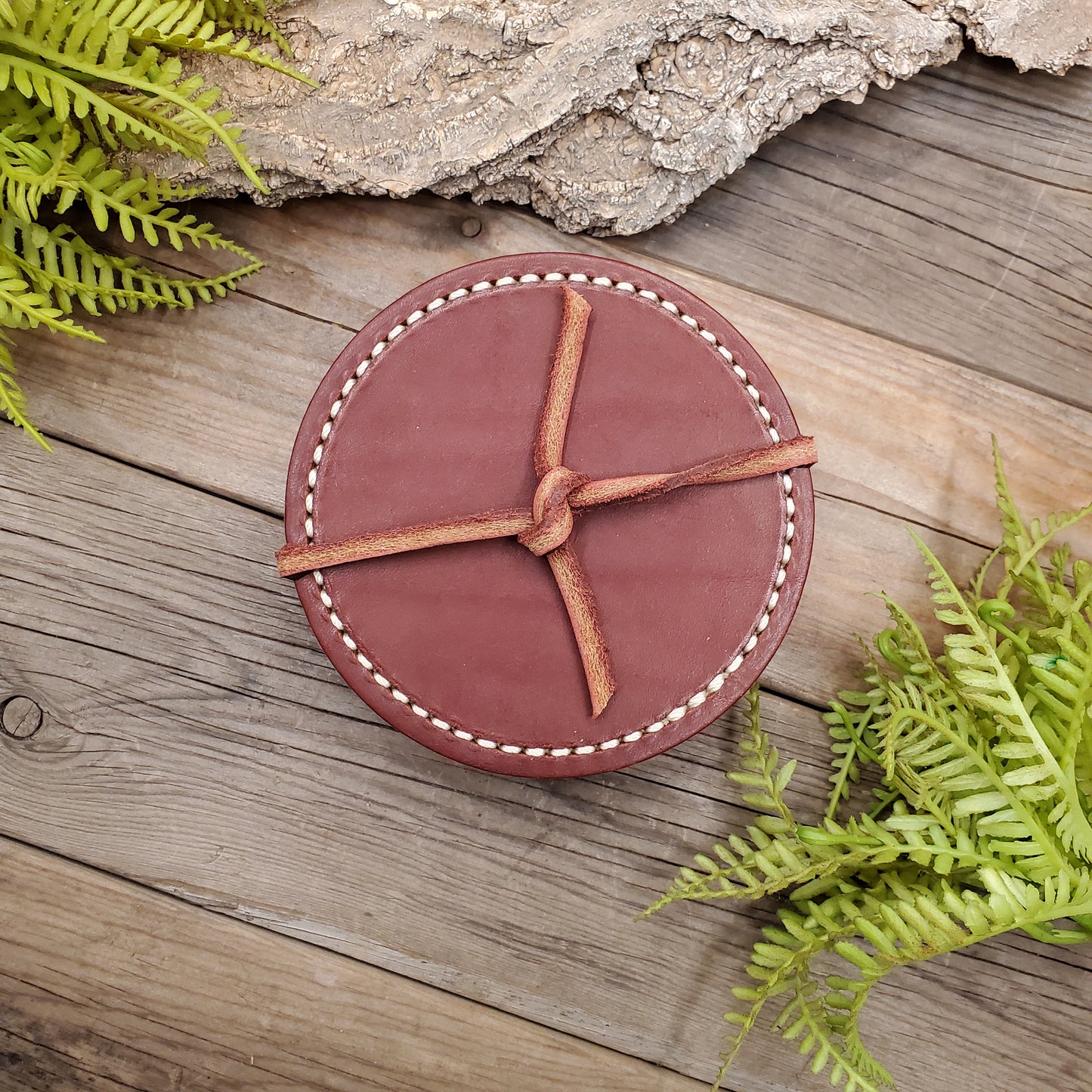 Round Latigo Leather Coasters