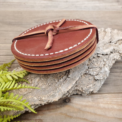 Round Latigo Leather Coasters