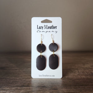 Oval and Circle Earrings - Lazy 3 Leather Company