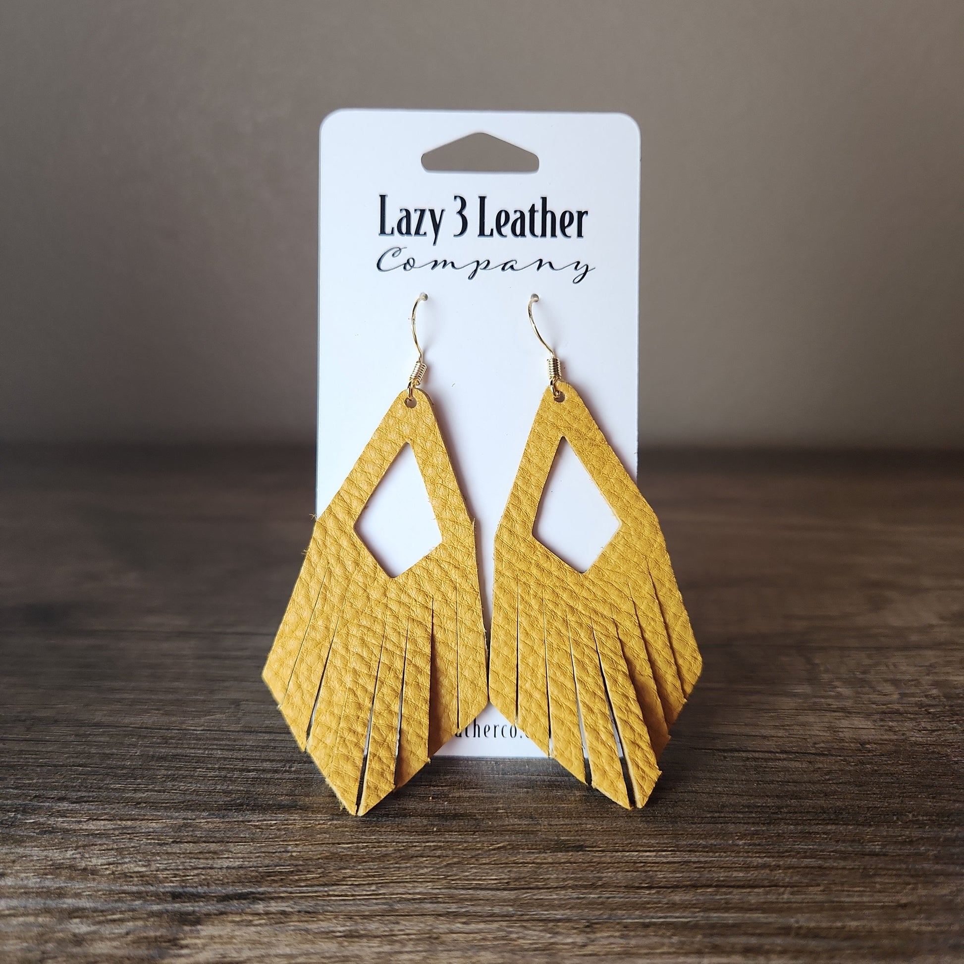 Diamond Drop Tassel Leather Earring - Lazy 3 Leather Company