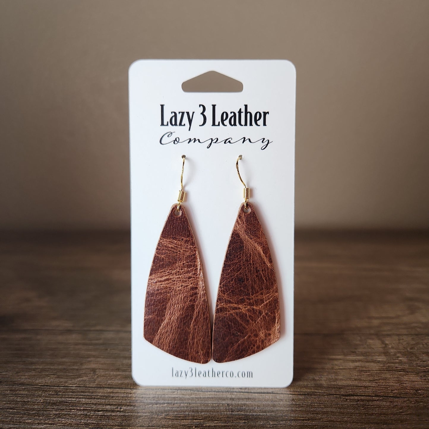 Tapered Drop Leather Earrings - Lazy 3 Leather Company