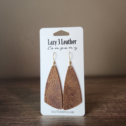 Tapered Drop Leather Earrings - Lazy 3 Leather Company