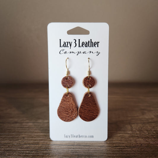Circle Drop Earrings - Lazy 3 Leather Company