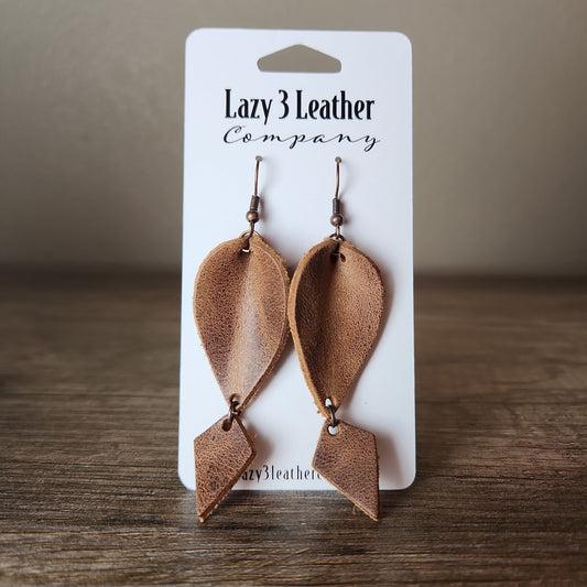 Teardrop Diamond Earrings - Lazy 3 Leather Company