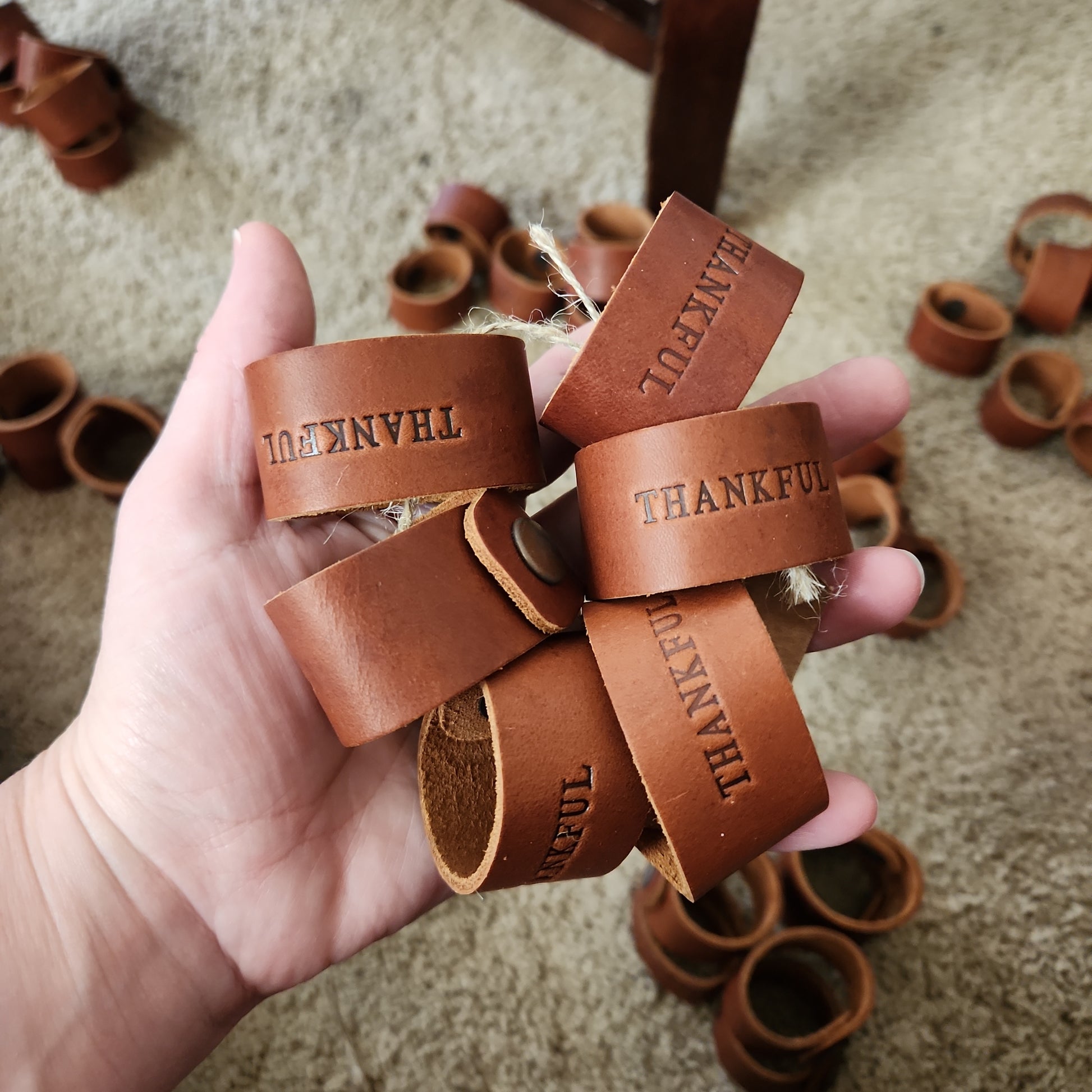 Leather Stamped Napkin Ring - Lazy 3 Leather Company