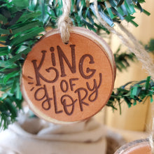Load image into Gallery viewer, Names of Jesus Wood and Leather Christmas Ornaments - Lazy 3 Leather Company