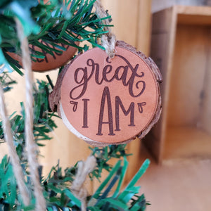 Names of Jesus Wood and Leather Christmas Ornaments - Lazy 3 Leather Company