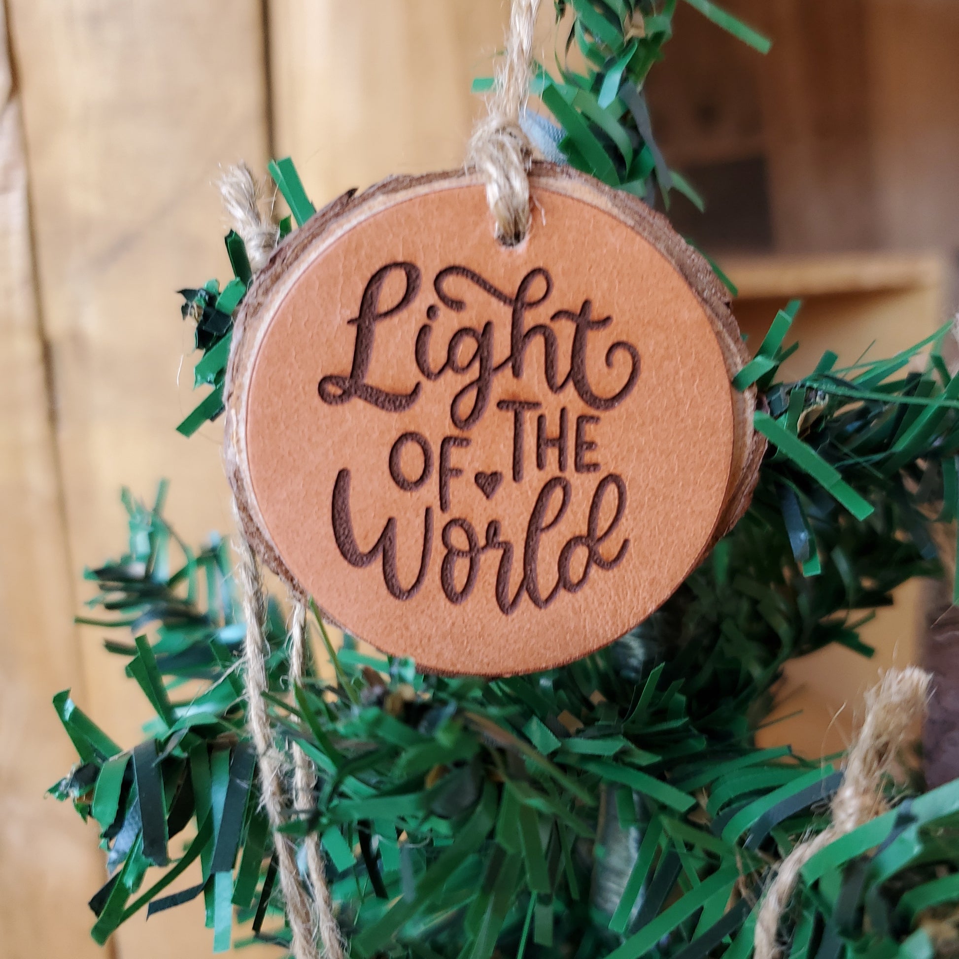 Names of Jesus Wood and Leather Christmas Ornaments - Lazy 3 Leather Company