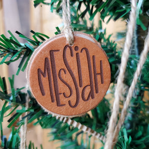 Names of Jesus Wood and Leather Christmas Ornaments