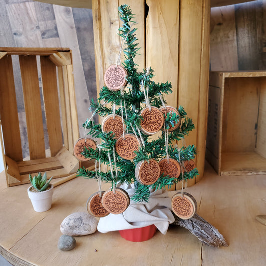 Wood and Leather Holiday Ornaments - Lazy 3 Leather Company