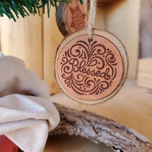 Wood and Leather Holiday Ornaments - Lazy 3 Leather Company