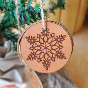 Wood and Leather Holiday Ornaments
