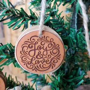 Wood and Leather Holiday Ornaments