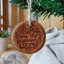 Load image into Gallery viewer, Wood and Leather Holiday Ornaments