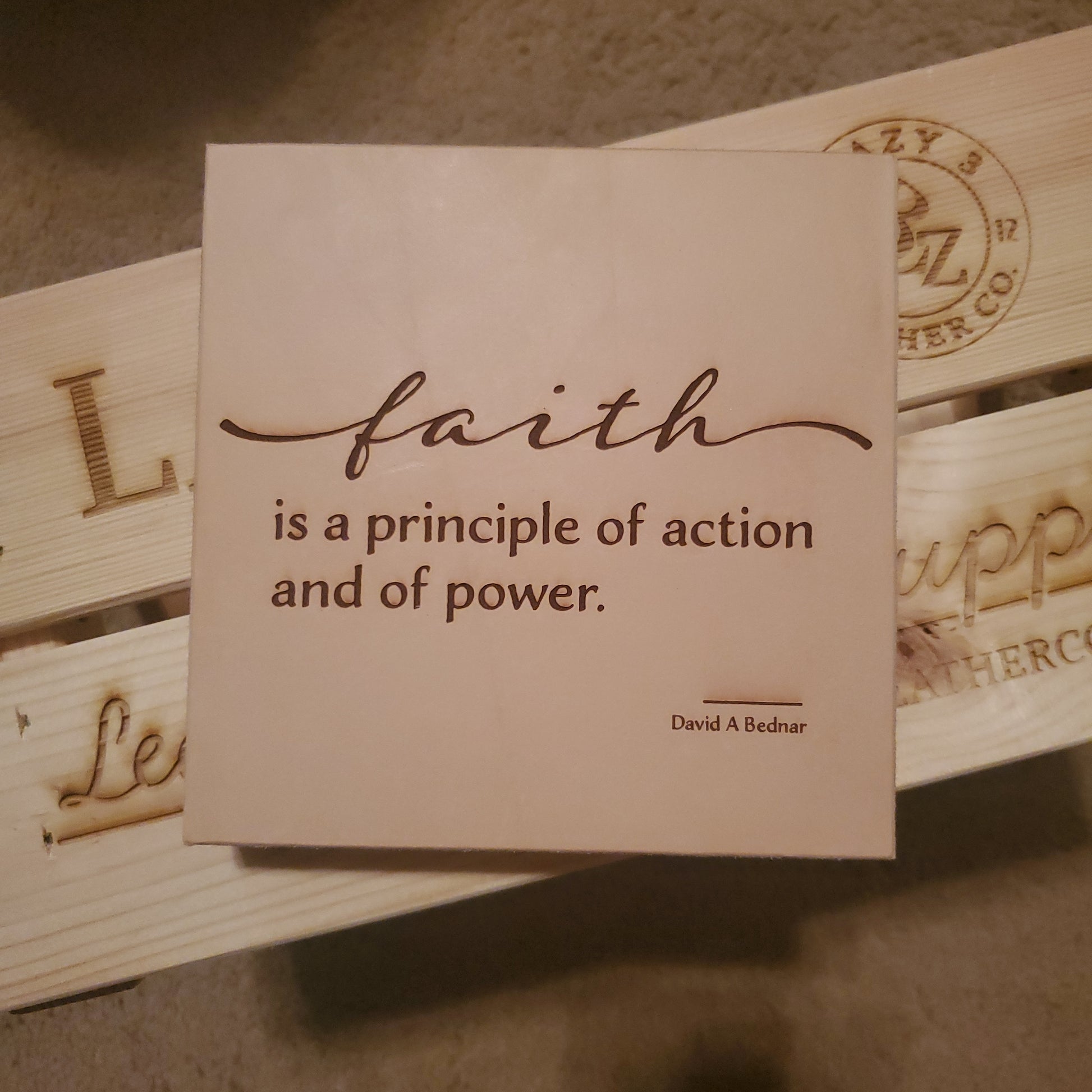 Faith Leather Wall Art - Lazy 3 Leather Company