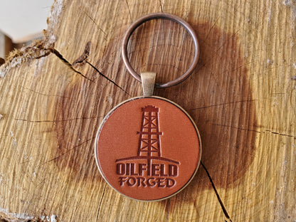 Oilfield Forged Leather Keychain - Lazy 3 Leather Company