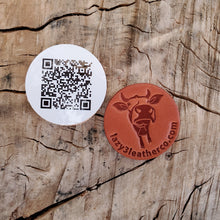 Load image into Gallery viewer, Leather business cards with QR code on the back. Made by Lazy 3 Leather Company Ivins, Utah. 