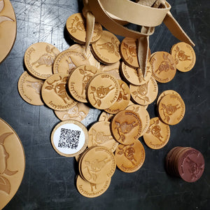 Leather Coin Business Cards with QR code