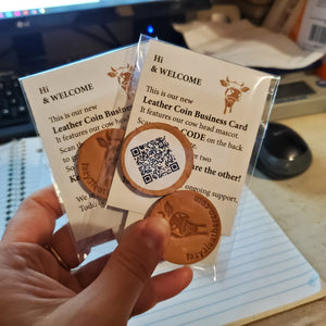 Leather Coin Business Cards with QR code