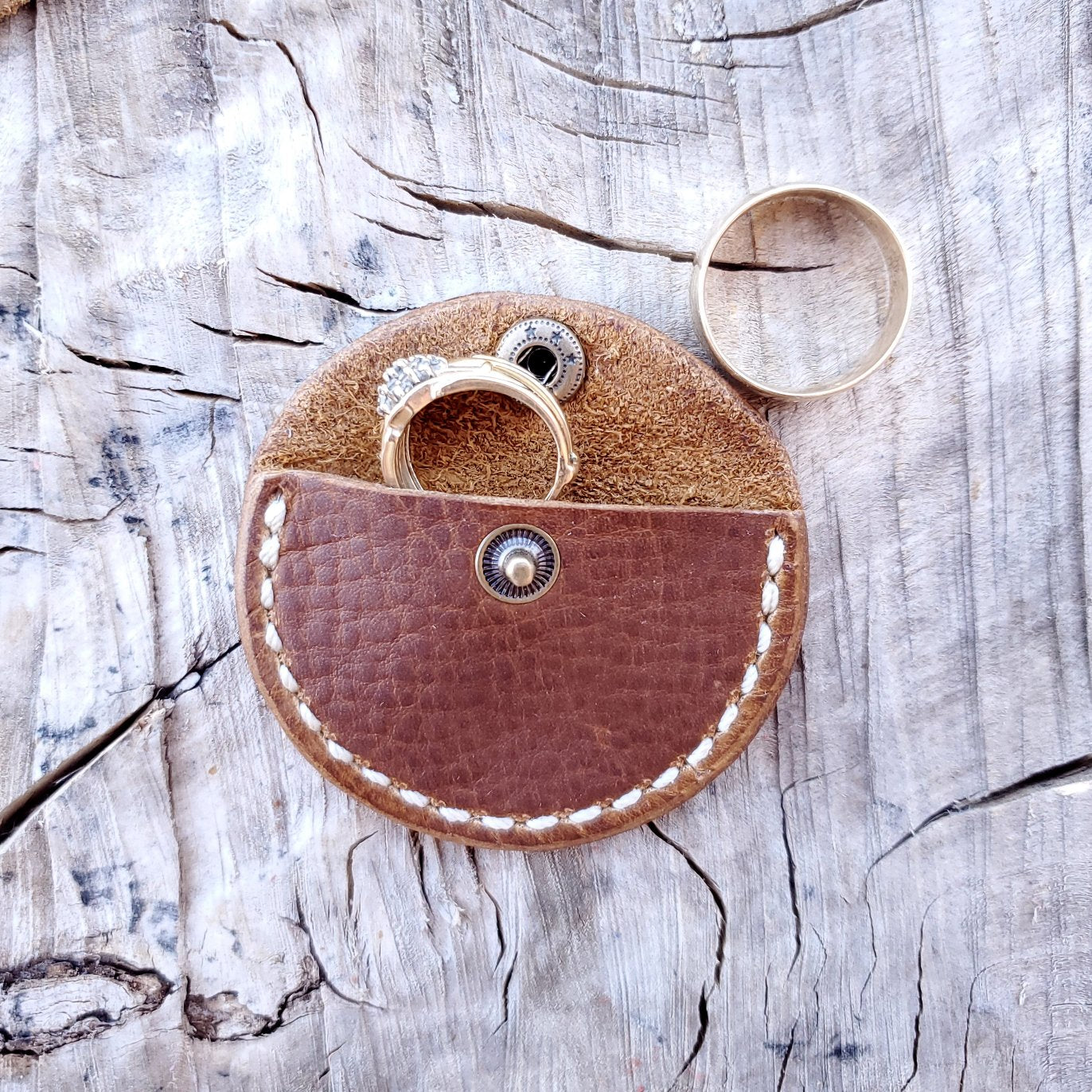 Ring Pouch with Snap - Lazy 3 Leather Company